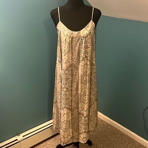 Lucky Brand Boho Cream Printed Midi Sundress Size Small